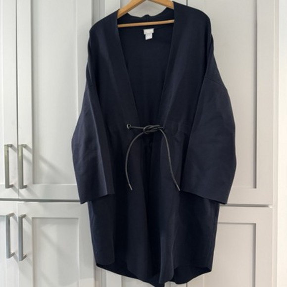 Chico's Sweaters - Chicos Womens Travelers Sweater Dark Navy Blue Heavy Open Front Cardigan Sz 2 Lg